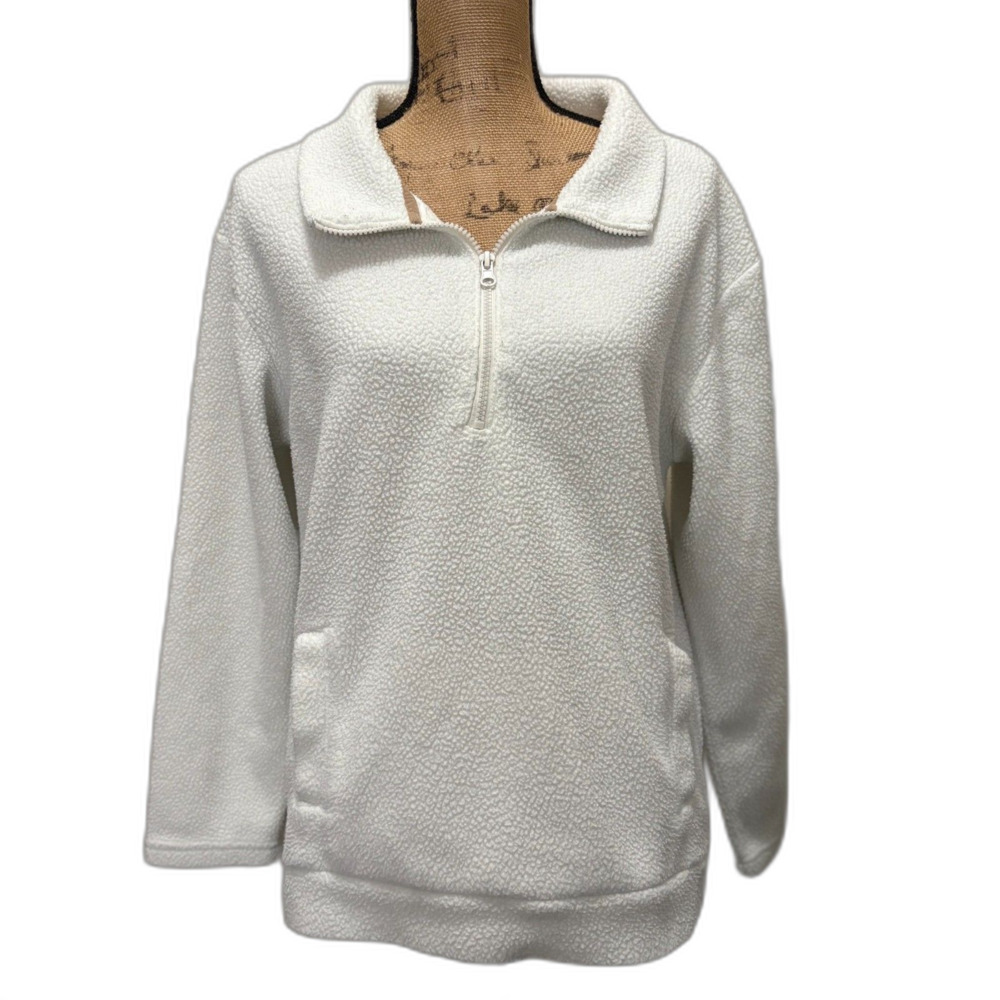 Koolaburra by UGG White Sherpa Fleece Quarter‎ Zip Pullover Sweatshirt Medium